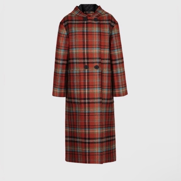 All Saints Jackets & Blazers - Allsaints Ebony Plaid Hooded Oversized
Long Coat